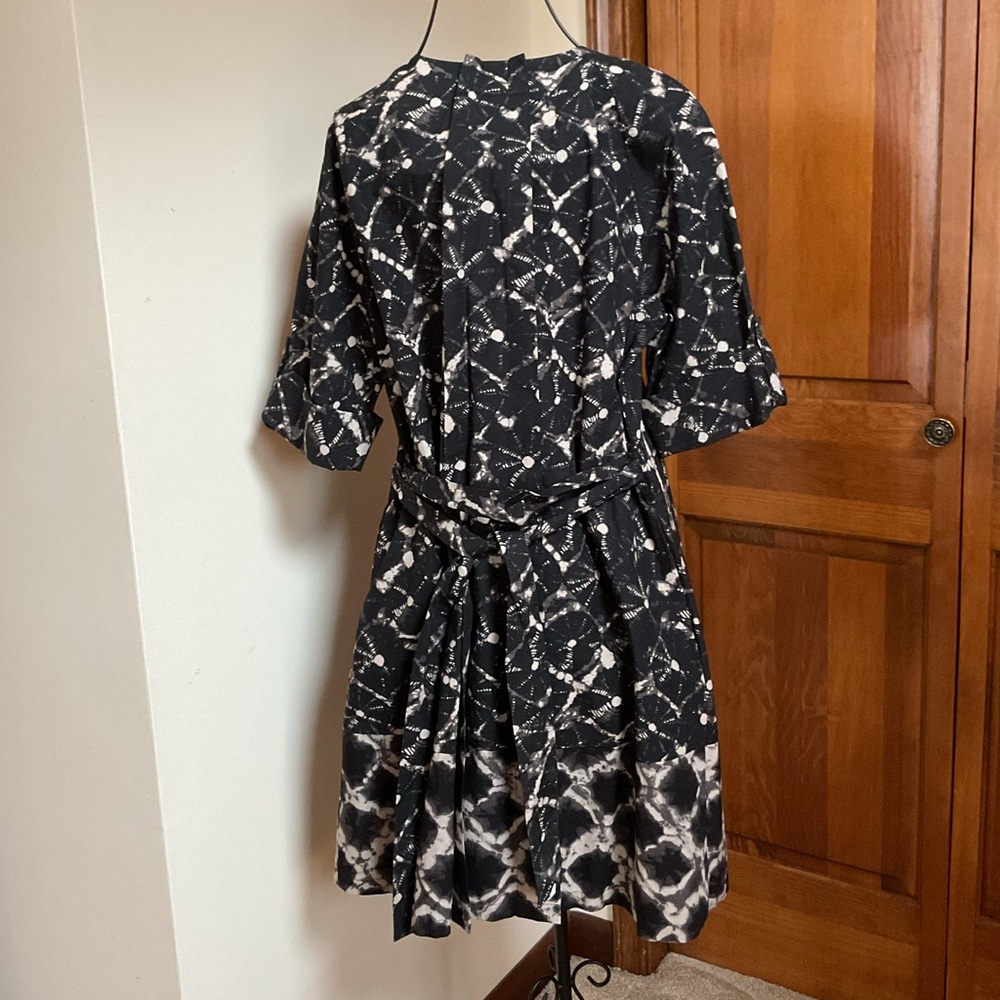 Thakoon Target Dress Shibori Shirt A-Line Roll Tab Pocket Belt Cotton Black M - Picture 5 of 7